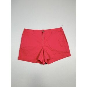 Chino Shorts Womens 32 Pink Solid Flat Front Slash Pocket Summer Casual